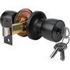 JO.KO Pomello per porta con serratura e chiave, colore nero opaco, rotondo, per interni/esterni, per camera da letto o bagno/maniglia per porta d'ingresso