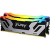 Kingston Technology Kingston FURY Renegade RGB - DDR5 - kit - 48 GB: 2 x 24 GB - DIMM 288-PIN - 4200 MT/s / PC5-67200 - CL40 - 1.45 V - senza buffer - on-die ECC - nero e argento KF584CU40RSAK2-48