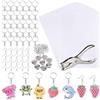 ASTARON fogli termorestringenti in plastica Kit da 181 pezzi, 20 fogli di pellicola termoretraibile Carta patinata Pun Punzonatrice, 160 pezzi Ganci per orecchie, spille e portachiavi Accessori