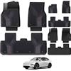 3W Tappetini Tesla Model Y Juniper 2025 2026 per Standard/Premium/Performance, Design 2-in-1 con Moquette Removibile, TPE Impermeabile su Misura, Accessori Auto