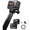 SJCAM SJ20 Action Camera 4K (microfono) - Dual Lens 4K Sports Camera con 8H Selfie Stick, Super Night Mode, Magnetic Mount, HDR, 8X Zoom, Underwater Camera per Travel, Moto & Outdoor