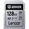 Lexar Armor Silver PRO SDXC - Scheda di memoria da 128 GB, UHS-II, C10, U3, V60, 6K UHD, fino a 280 MB/s in lettura, in acciaio inox, per fotografi professionisti, videografi e appassionati