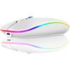 GADIRIA Mouse wireless ricaricabile RGB ultrasottile 1600 DPI con doppia modalità Bluetooth 5.0 + 2.4 GHz, clic silenzioso, 3 livelli di DPI (800/1200/1600), design ambidestro, luce LED, dimensioni compatte