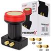 Premium X Twin LNB - 2 ingressi, estremamente resistente al calore, per 2 partecipanti, 4K Full HD, con protezione dalle intemperie per ricevitore satellitare digitale, nero, con 4 connettori F