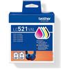 Brother Cartuccia a getto d'inchiostro Brother LC521VAL 500 pagine Magenta Ciano Giallo Nero 4pz [LC521VAL]