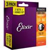 Elixir 16546 Nanoweb 16102 Medium Acoustic Phosphor Bronze (3 pack) 013/056 P...