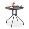 Relaxdays Tavolino da Giardino, HxØ 75 x 80 cm, Tavolo per Balcone e Terrazza, Aspetto Legno, Plastica e Acciaio, Grigio