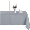 LUSHVIDA Tovaglia rettangolare per esterni con foro per ombrello e cerniera, 152 x 250 cm, color argento, lavabile, impermeabile, a prova di fuoriuscite e grinze, per patio, primavera, estate, picnic