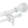 Kemmie Bastone per tende da finestra classico da 2,5 cm, con terminali rotondi e cilindrici, semplice doppia asta telescopica, 91,4-183 cm, bianco opaco