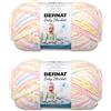 Bernat, Confezione da 2 gomitoli di filato per coperte per bambini da 300 g, in poliestere, n. 6, super grosso, 201 m, per lavori a maglia e all'uncinetto, multicolore (pitter patter)