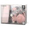 Suavinex, Set Nascita Premium. Set regalo bebè con: Mussola di Cotone + Ciuccio con Tettina Simmetrica SX Pro 0-6 mesi + Clip Portaciuccio + Portaciuccio Duo. (4 pezzi). Rosa