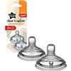 Tommee Tippee Closer to Nature Tettarella, Simile al Seno con Valvola Anticolica, Silicone Morbido Flusso Pappa, 6 Mesi +, Confezione da 2, Colore e design possono variare