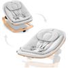 hauck Highchair Bouncer Eco, Light Grey - Sdraietta Neonato con Funzione Pappa e Struttura a Dondolo in Legno, Ergonomica, Reclinabile - Adattatore per Seggiolone Pappa Alpha+ e Beta+ Incluso