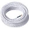 Amarcords - Cavo elettrico tessile colore BIANCO, trecciato, seta, 1 metro, con messa a terra 3x0,75mm - Filo rivestito in tessuto colorato vintage per lampade lampadari applique e abat jour.