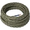 Amarcords - Cavo elettrico tessile colore SALVIA, trecciato, lino, 1 metro, con messa a terra 3x0,75mm - Filo rivestito in tessuto colorato vintage per lampade lampadari applique e abat jour.