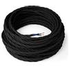 Amarcords - Cavo elettrico tessile colore NERO trecciato cotone 1 metro a 2 conduttori 2x075 - Filo rivestito in tessuto colorato vintage per lampade lampadari applique e abat jour.