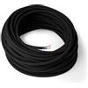 Amarcords - Cavo elettrico tessile colore NERO tondo cotone 1 metro a 2 conduttori 2x075 - Filo rivestito in tessuto colorato vintage per lampade lampadari applique e abat jour.
