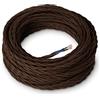 Amarcords - Cavo elettrico tessile colore MARRONE, trecciato, seta, 1 metro, con messa a terra 3x0,75mm - Filo rivestito in tessuto colorato vintage per lampade lampadari applique e abat jour.