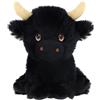 Keel Toys KEELECO - Peluche 100% riciclato, giocattolo ecologico per bambini, peluche di mucca Shaggy nero, 18 cm, SE3326, nero