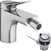 hansgrohe Vivenis - Rubinetto per bidet con scarico, Miscelatore monocomando con altezza bocca 81 mm, cromo, 75200000