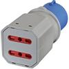 Electraline 80956 Adattatore multipresa 2 Prese bivalenti 10/16A Spina a 3 Poli Industriale IEC Adatto per Camper, Campeggio, Caravan, Barca, Cantiere, Grigio