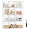 SONGMICS Scaffale a 12 Scomparti di Griglia Metallica, Organizzatore Modulare ad Incastro con Pannelli di Plastica PP, per Libri Scarpe Vestiti, Soggiorno Bagno, 31 x 93 x 123 cm, Bianco LPI34W