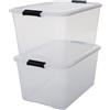 Iris Ohyama Scatole Portaoggetti in Plastica con Coperchio, 45L, Lotto di 2, Trasparente, Con Chiusura a Clip, Empilabile, Solido, Per Armadio, Garage, Casa, Ufficio, Organizzatore, TB-45
