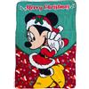 CARTOON Plaid Bambini Minnie Disney tema natale 100 x 140 cm copertina morbida in pile 100% Poliestere 220 GSM calda e leggera ideale per cameretta lettino o divano