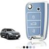 TOOMUME Cover Chiave, Guscio Chiave Adatto per VW Golf 7 Mk7 Polo Jetta Tiguan Touran Seat Leon Fabia Ibiza Skoda Fabia Octavia Superb, Custodia Chiavi Telecomando Copri Chiavi - Flip Key