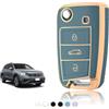 TOOMUME Cover Chiave, Guscio Chiave Adatto per VW Golf 7 Mk7 Polo Jetta Tiguan Touran Seat Leon Fabia Ibiza Skoda Fabia Octavia Superb, Custodia Chiavi Telecomando Copri Chiavi - Flip Key