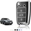 TOOMUME Cover Chiave, Guscio Chiave Adatto per VW Golf 7 Mk7 Polo Jetta Tiguan Touran Seat Leon Fabia Ibiza Skoda Fabia Octavia Superb, Custodia Chiavi Telecomando Copri Chiavi - Flip Key