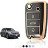 TOOMUME Cover Chiave, Guscio Chiave Adatto per VW Golf 7 Mk7 Polo Jetta Tiguan Touran Seat Leon Fabia Ibiza Skoda Fabia Octavia Superb, Custodia Chiavi Telecomando Copri Chiavi - Flip Key