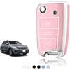 TOOMUME Cover Chiave, Guscio Chiave Adatto per VW Golf 7 Mk7 Polo Jetta Tiguan Touran Seat Leon Fabia Ibiza Skoda Fabia Octavia Superb, Custodia Chiavi Telecomando Copri Chiavi - Flip Key