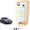 TOOMUME Cover Chiave, Guscio Chiave Adatto per VW Golf 7 Mk7 Polo Jetta Tiguan Touran Seat Leon Fabia Ibiza Skoda Fabia Octavia Superb, Custodia Chiavi Telecomando Copri Chiavi - Flip Key