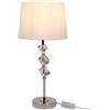 Relaxdays Lampada da Tavolo, Paralume in Simil-Seta, Base Cristalli, Attacco E27, HxD: 53x25 cm, Crema