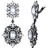 EVER FAITH Orecchini Clip-on Art Deco Vintage Stile Gatsby Lampadario pendente orecchini per donne Ragazze Trasparente Nero-fondo