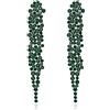 EVER FAITH Cristalli austriaci Art Deco Statement Orecchini, Banchetto Prom Long Chandelier Orecchini pendenti per Donna Verde Argento-fondo