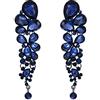 EVER FAITH Orecchini Donna Cristallo austriaco Sposa Goccia d'acqua Clip-on Pendente navy Blu Nero-fondo