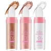 AOOWU Powder Stick, 3 Colori Polvere Corpo Glitter Evidenziatore per Viso e Capelli, Patting con Effetto Brillante per Festival e Feste(Bianco+Rosa+Marrone)