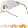 ROCKBROS Occhiali Ciclismo Fotocromatici TR90 Ultraleggero 24g, Occhiali da Sole Sportivi Uomo Donna Protezione UV400, Nasello Regolabile Antiscivolo, per Bici MTB Corsa Pesca, Bianco