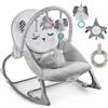 Nukido Sdraietta Neonati - Dondolino con Vibrazione e Giochi - Piedini Antiscivolo - fino a 18 kg Grigio