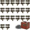 NIYATA 20 ganci antichi a sinistra e a destra, con 80 viti, chiusura a gancio in metallo, chiusura vintage Lock per piccola scatola in legno, scatola per gioielli, scatola da vino