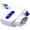 V-TAC Adattatore Spina Elettrica 16A Con 2 Prese 2P+T 10/16A Bipasso + 1 Presa Schuko 250V Bianco SKU-8716
