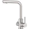 APPASO Rubinetto da cucina a 3 vie, girevole a 360°, 3 in 1, per filtro dell'acqua, in acciaio inox 304, con 2 leve, nichel spazzolato e alta pressione