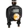 Fiskars Timer, Uscita Doppia, Per Rubinetti delle Misure più Comuni, Display LCD Facilmente Leggibile, Misura Universale, 580 g, Nero/Arancione, 1054792