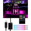 Trongle Striscia con 48 LED RGB per Auto, Trongle Luci Interne 4 Barre 8 Colori, 4 Modalità Musica, Telecomando Alimentato da USB