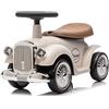 Baroni Toys Macchina Ride-On Vintage per Bambini dai 12 ai 36 Mesi, Baby Car con Clacson ad Aria, Vano Portaoggetti, Manubrio Sterzante e Ruote Stabili per Imparare a Camminare, 25x59x35 cm, Bianco