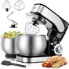 FOHERE Impastatrice Planetaria con 5L + 3L Doppia Ciotola in Acciaio Inox, Uncino Impastatore Migliorato, Impastatrice a Spirale 6+P Velocità, 1300W, per Pane, Pizza, Dolci e Pasticceria Domestica