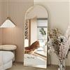 NEUWEABY Specchio a figura intera, 162 x 53 cm specchio da pavimento con supporto, specchio ad arco dorato da terra o da appoggio per camera da letto e soggiorno
