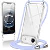 Coiwxmoi Cover per iPhone 17 Air con Cordino 6,6,Trasparente Custodia con Laccio Tracolla Corda Catena Cinghia,Ultra Morbido Silicone TPU Antiurto Case per iPhone 17 Air, Viola
